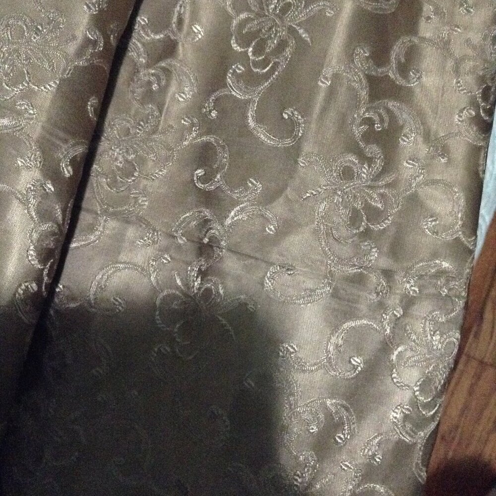 Vintage 1960s '60s Satin Damask Long-Sleeved Evening Gown - Picture 5 of 6